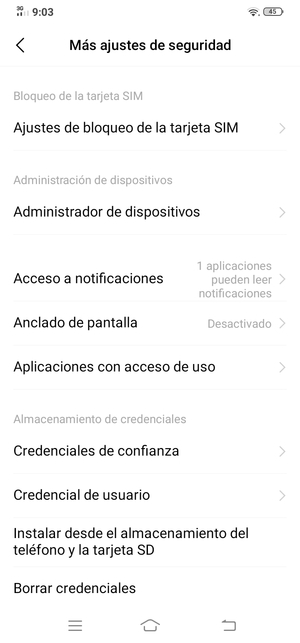Seleccione Ajustes de bloqueo de la tarjeta SIM