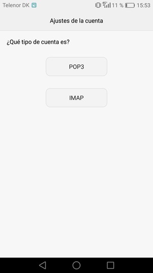 Seleccione POP3 o IMAP