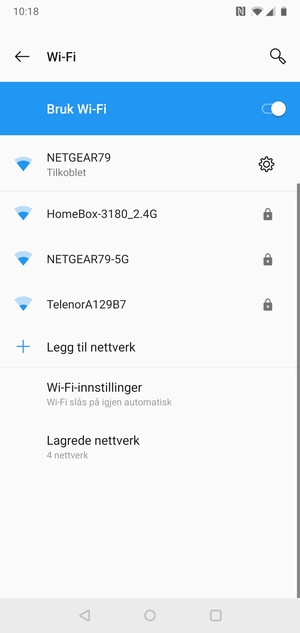 Du er nå koblet til Wi-Fi-nettverket