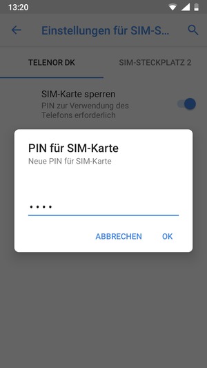 Geben Sie Ihre Neue PIN der SIM-Karte ein und wählen Sie OK