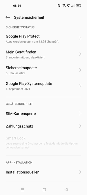 Scrollen Sie und wählen Sie  SIM-Kartensperre