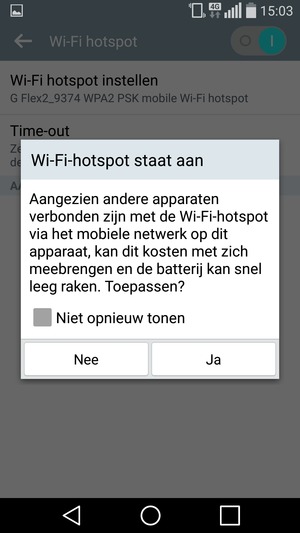 Selecteer Ja