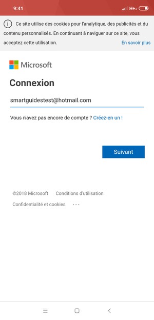Saisissez votre adresse Hotmail et sélectionnez Suivant