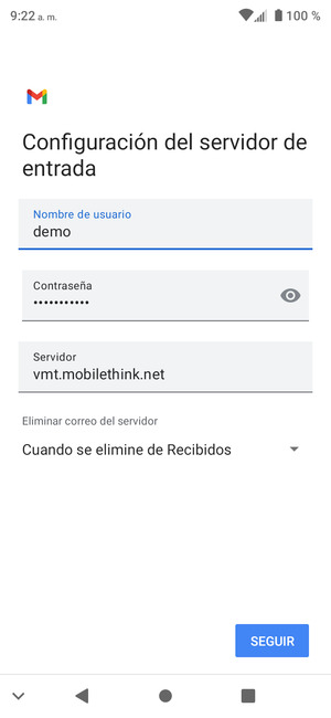 Introduzca Nombre de usuario y la dirección de servidor entrada. Seleccione SEGUIR