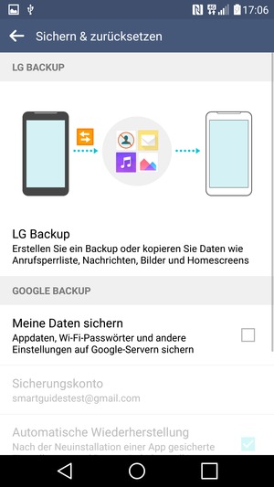 Aktivieren Sie das Kontrollkästchen Meine Daten sichern