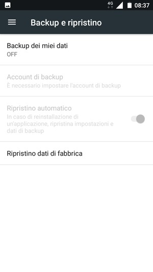 Seleziona Backup dei miei dati