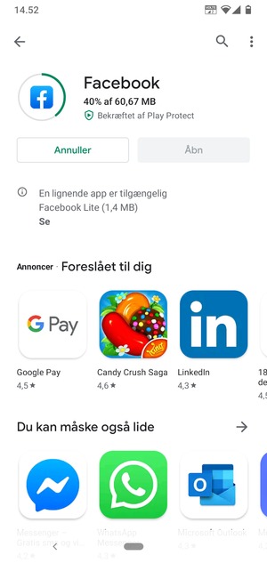 Afvent at installeringen er afsluttet