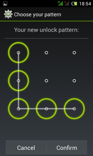 Draw the unlock pattern again and select Confirm