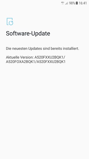 Falls Ihr Handy aktualisiert ist, wird Ihnen der folgende Bildschirm angezeigt