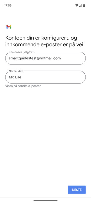 Gi kontoen din et navn, og skriv inn navnet ditt. Velg NESTE