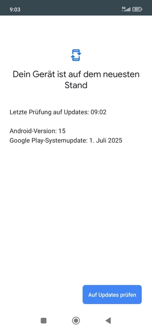 Falls Ihr Handy aktualisiert ist, wird Ihnen der folgende Bildschirm angezeigt