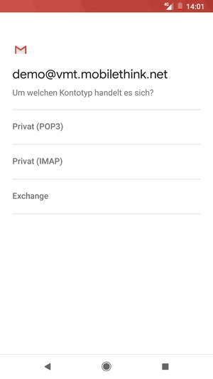 Wählen Sie Privat (POP3) oder Privat (IMAP)