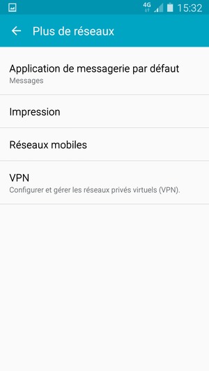 Sélectionnez Réseaux
mobiles