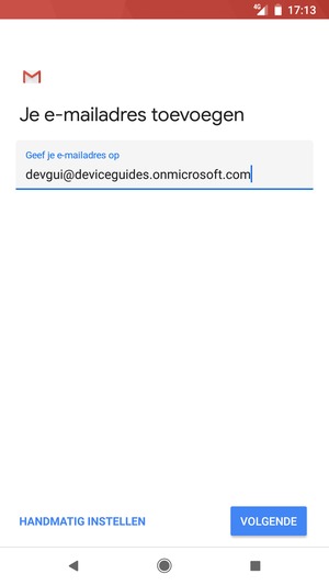 Voer uw e-mailadres in en selecteer HANDMATIG INSTELLEN