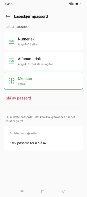 Telefonen din er nå sikret med en skjermlås