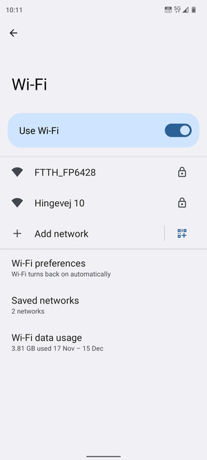 Select the wireless network you want to connect to