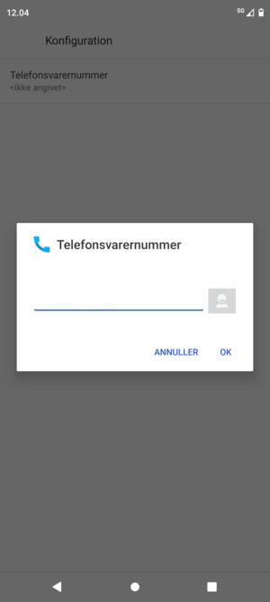 Indtast Telefonsvarernummer og vælg OK