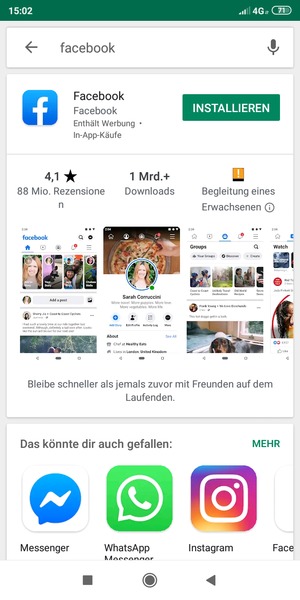 Wählen Sie die App
