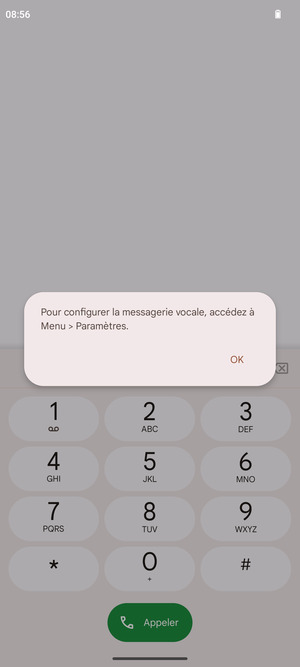 Si votre messagerie vocale n'est pas configurée, sélectionnez OK