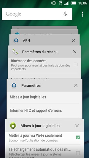 Sélectionnez l'icône X pour fermer toutes les applis en cours d'exécution