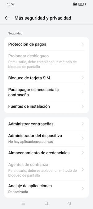 Desplácese y seleccione Bloqueo de tarjeta SIM