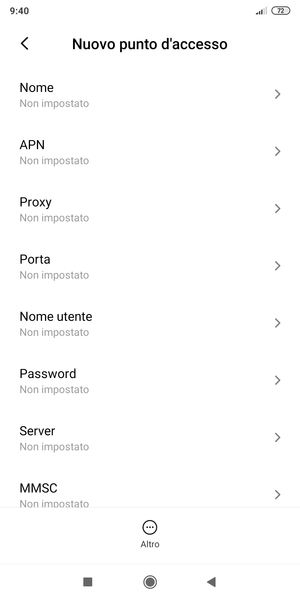 Inserisci informazioni MMS