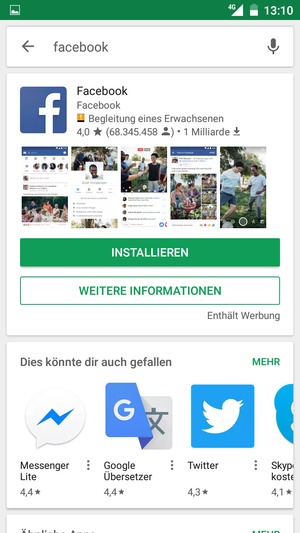 Wählen Sie die App