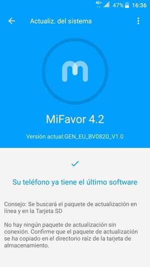 Si su teléfono está actualizado, verá la siguiente pantalla
