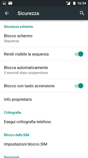 Il tuo telefono è ora protetto dal blocco schermo