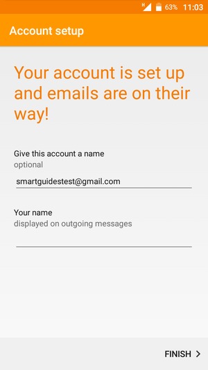 Give your account a name and enter your name. Select FINISH