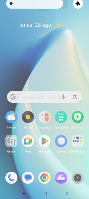 Deslice hacia abajo el menú superior