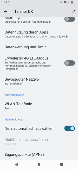 Scrollen Sie und wählen Sie Zugangspunkte (APNs)