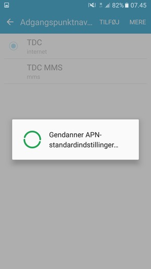 Din telefon vil nulstille til standard internet- og MMS-indstillinger