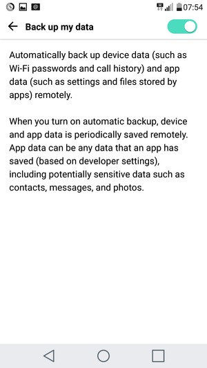 Select the Back button