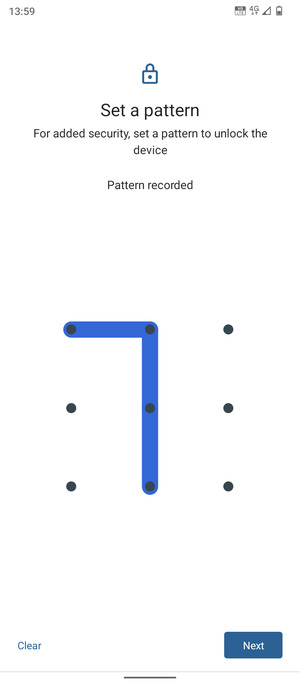 Draw an unlock pattern and select Next