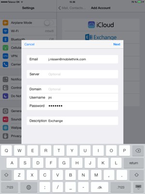 Enter your Exchange email information and select Next