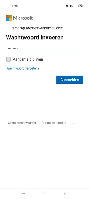 Voer uw wachtwoord in en selecteer Aanmelden