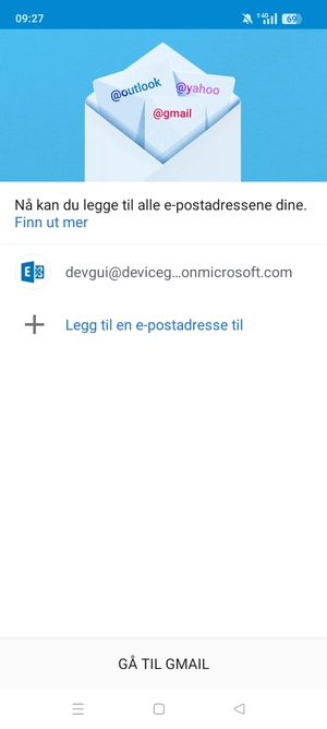 Velg GÅ TIL GMAIL