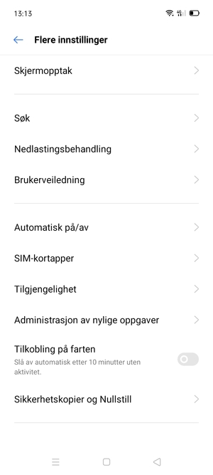 Bla til og velg Sikkerhetskopier og Nullstill