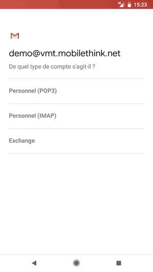 Sélectionnez Personnel (POP3) ou Personnel (IMAP)