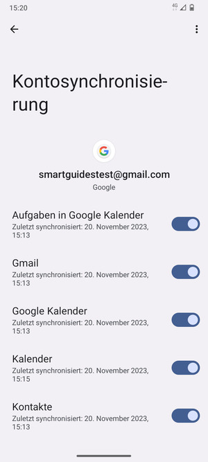 Stellen Sie sicher, dass Kontakte ausgewählt ist
