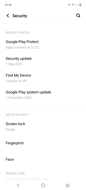 To activate your screen lock, go to the Security menu and select Screen lock