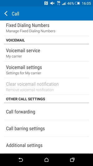 Scroll to and select Voicemail settings