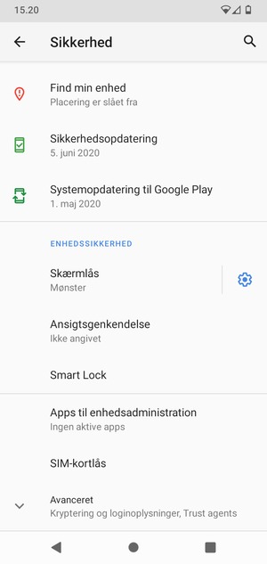 Din telefon er nu sikret med en skærmlås