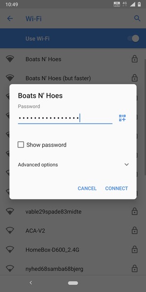 Enter the Wi-Fi password and select CONNECT