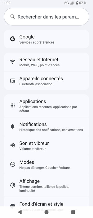 Sélectionnez Réseau et Internet