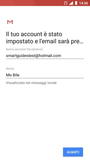 Scegli un nome per il tuo account e inserisci il tuo nome. Seleziona AVANTI