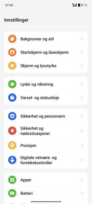 Bla til og velg Sikkerhet og personvern