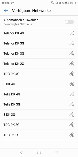Wählen Sie einen Netzbetreiber von der Liste