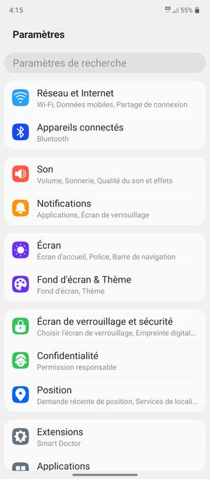 Sélectionnez Réseau et Internet